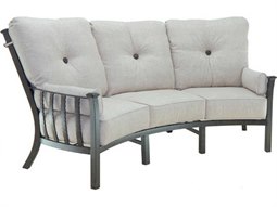 Castelle Santa Fe Deep Seating Cast Aluminum Ultra High Back Crescent Sofa with Two Side Pillows