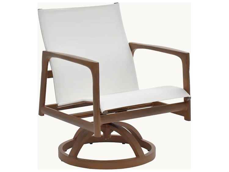 Castelle Berkeley Sling Dining Aluminum Swivel Rocker Outdoor Patio Dining Arm Chair