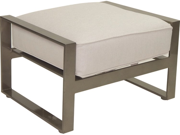 Castelle Park Place Deep Seating Cushion Cast Aluminum Outdoor Patio Ottoman