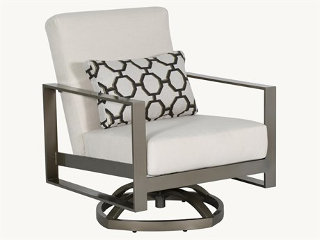Castelle Park Place Deep Seating Cushion Cast Aluminum High Back Swivel Rocker Lounge Chair