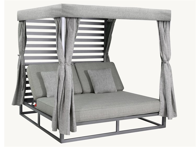 Castelle Park Place Deep Seating Cushion Cast Aluminum Daybed with Canopy