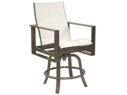 Castelle Park Place Sling Dining Cast Aluminum High Back Swivel Counter Stool
