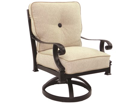 Castelle Bellagio Cushion Dining Cast Aluminum Swivel Rocker Dining Arm Chair