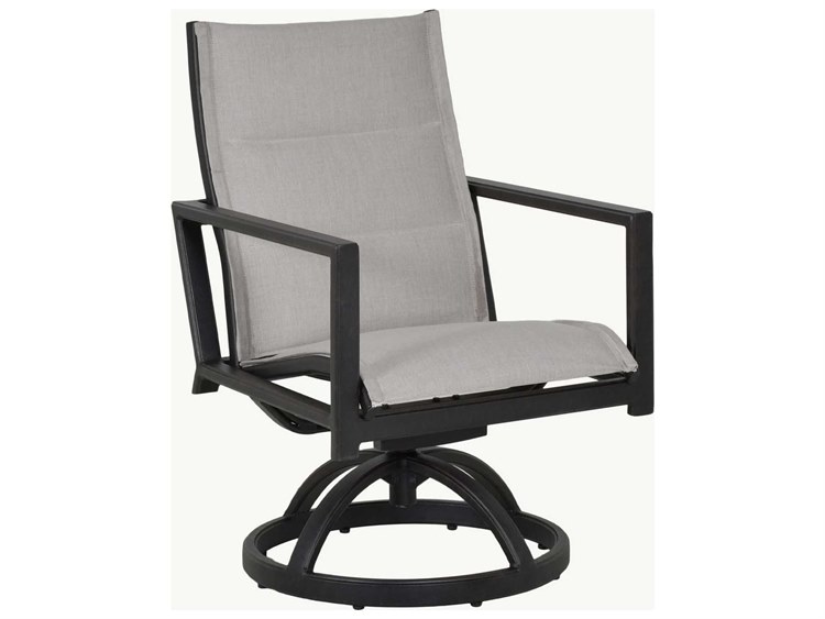 Castelle Saxton Sling Aluminum Swivel Rocker Dining Arm Chair