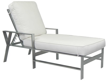Castelle Trento Cushion Dining Cast Aluminum Adjustable Chaise Lounge with Wheels