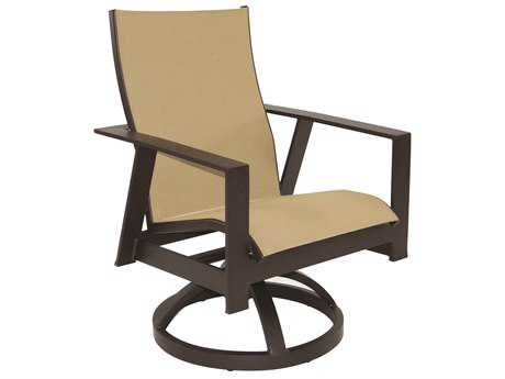 Castelle Trento Sling Dining Cast Aluminum Swivel Rocker Dining Arm Chair