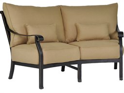 Castelle Madrid Deep Seating Cast Aluminum Crescent Loveseat with Two Kidney Pillows