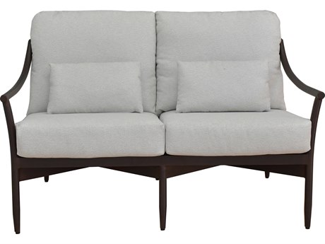 Castelle Larga Cushion Aluminum Loveseat with Two Accent Pillows