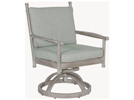 Castelle Lodge Formal Cast Aluminum Swivel Rocker Dining Arm Chair with Seat Cushion