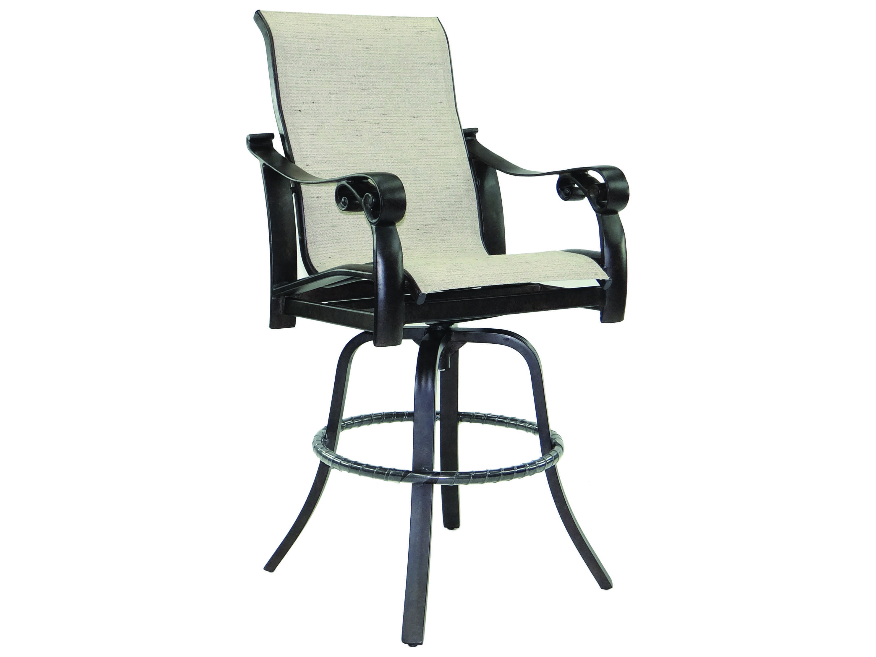 Castelle Bellanova Sling Dining Cast Aluminum High Back Swivel Bar Stool Pf5499