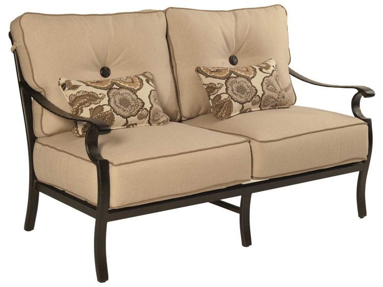 Castelle Monterey Deep Seating Cast Aluminum Loveseat with Two Accent Pillows