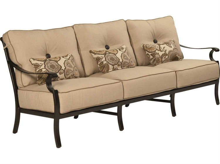Castelle Monterey Deep Seating Cast Aluminum Outdoor Sofa with Three Kidney Pillows