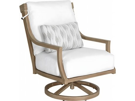 Castelle Nicoya Deep Seating Cast Aluminum Swivel Rocker Lounge Chair with One Accent Pillow