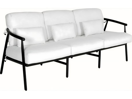 Castelle Cordell Deep Seating Cast Aluminum Sofa with Three Throw Pillows
