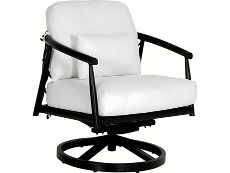 Castelle Cordell Deep Seating Cast Aluminum Swivel Rocker Lounge Chair with One Accent Pillow