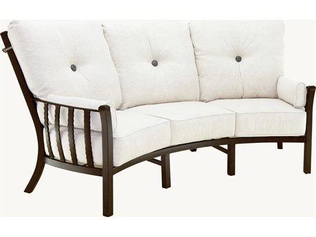 Castelle Santa Fe Deep Seating Cast Aluminum Ultra High Back Crescent Sofa with Two Side Pillows