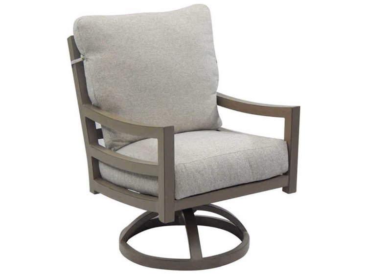 Castelle Roma Cushion Dining Aluminum Swivel Rocker Dining Arm Chair