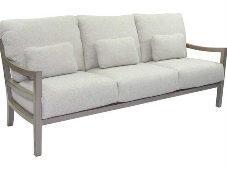 Castelle Roma Deep Seating Aluminum Sofa with Three Throw Pillows