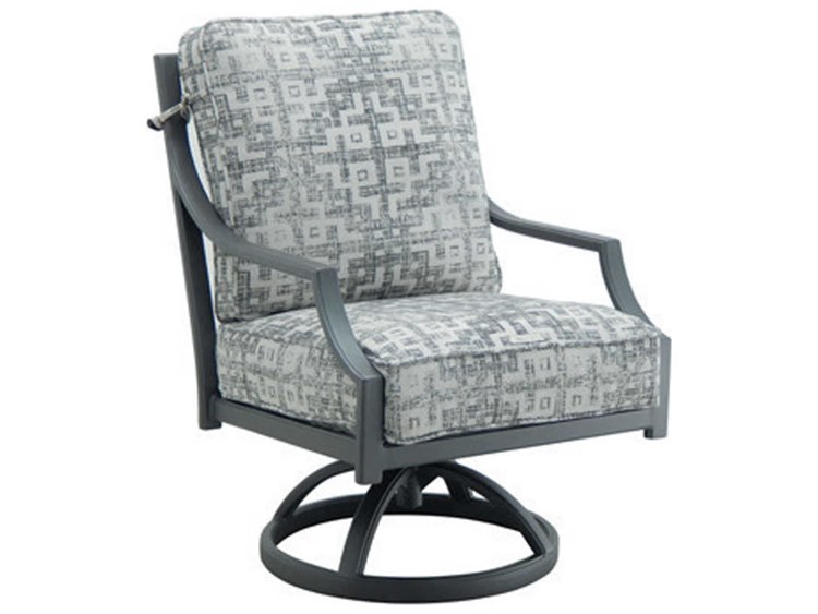 Castelle Lancaster Cushion Dining Aluminum Swivel Rocker Dining Arm Chair