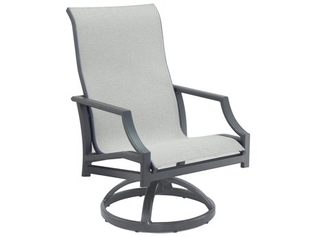 Castelle Lancaster Sling Dining Aluminum Swivel Rocker Dining Arm Chair