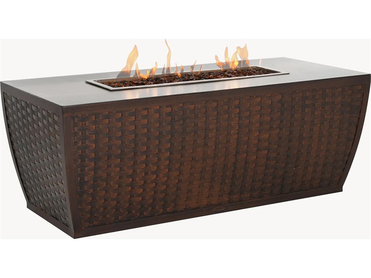 Castelle Largo Aluminum 60''W x 26''D Rectangular Coffee Fire Pit Table
