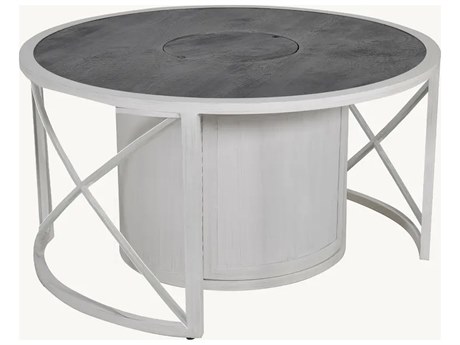 Castelle Saxton Aluminum 42'' Round Coffee Firepit Table with Xaria Cast Pattern