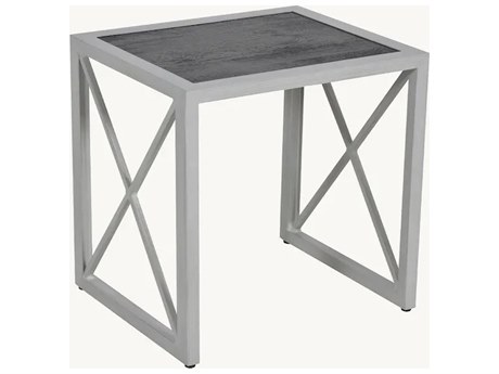 Castelle Saxton Aluminum 20''W x 17''D Rectangular Nesting Side Table with Xaria Cast Pattern