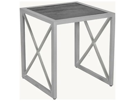 Castelle Saxton Aluminum 20'' Square Nesting Side Table with Xaria Cast Pattern