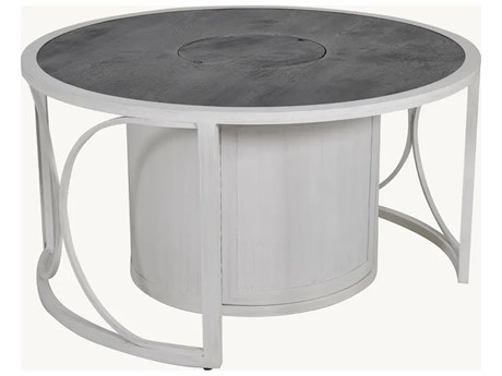 Castelle Saxton Aluminum 42'' Round Coffee Firepit Table with Orleans Cast Pattern