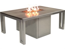 Castelle Icon Cast Aluminum 50 x 32 Rectangular Firepit Coffee Table and Lid