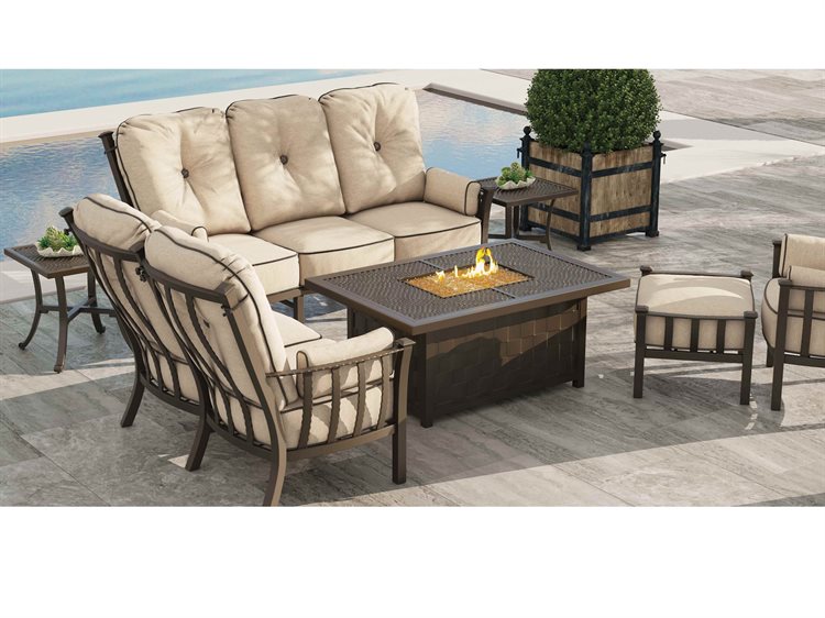 Castelle Santa Fe Deep Seating Cast Aluminum Firepit Lounge Set