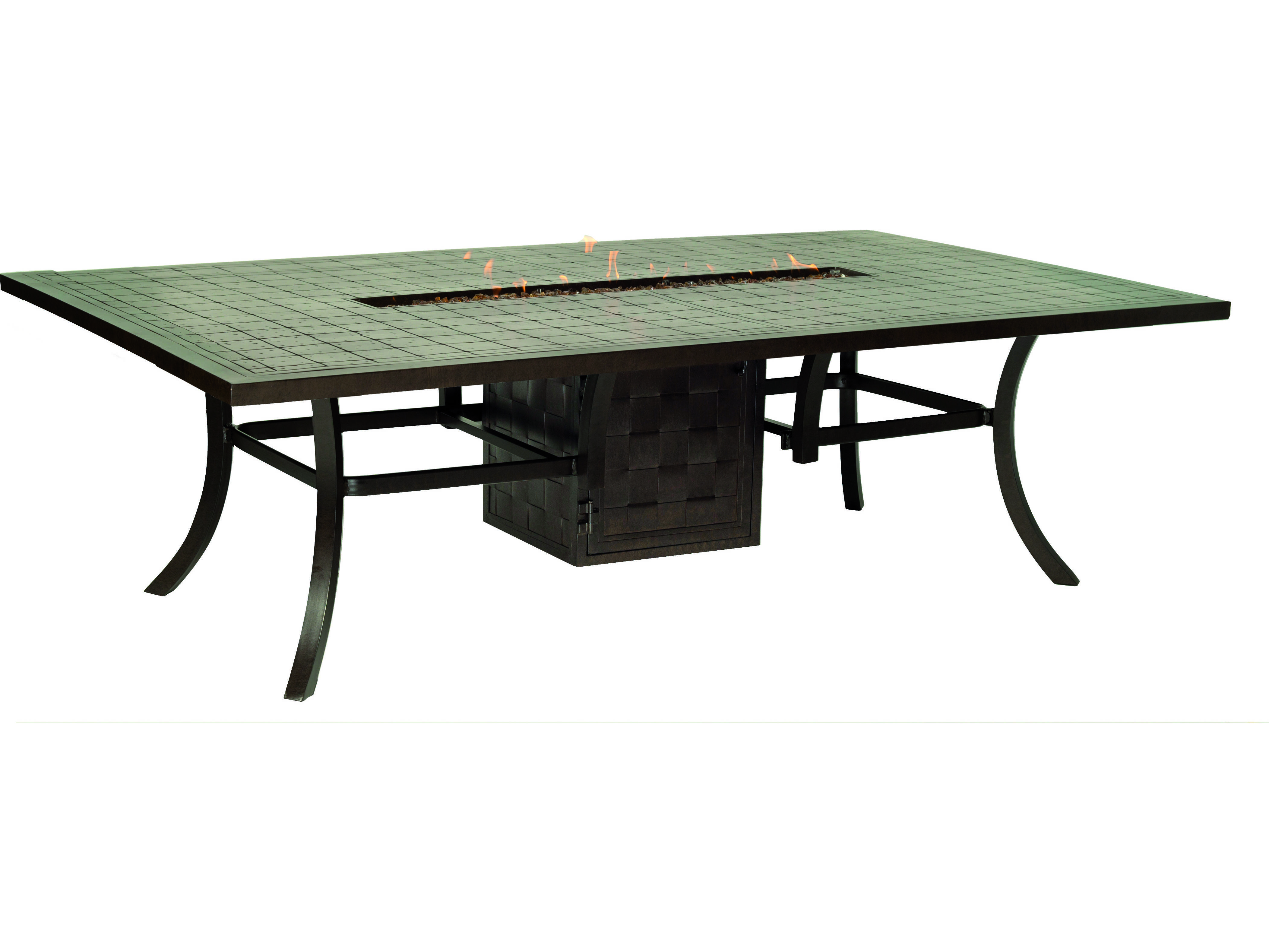 Castelle Classical Cast Aluminum 108 X, Outdoor Dining Table With Fire Pit In The Middle