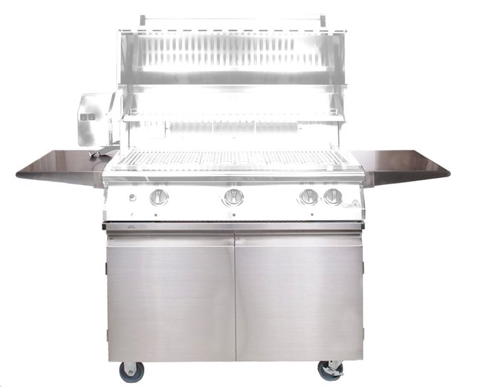 PGS Grills Legacy Stainless Steel Portable Cart for Pacifica Grills with Two Side Shelves