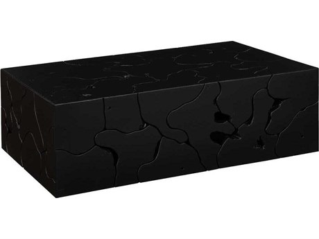 Phillips Collection Teak Slice Rectangular Wood Black Coffee Table