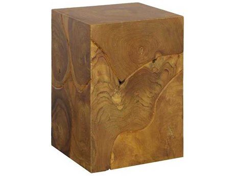 Phillips Collection Teak Slice Natural Brown Red Accent Stool