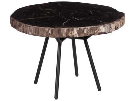 Phillips Collection Elements Petrified Round Wood Black Brown Coffee Table
