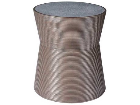 Phillips Collection Round Faux Concrete Bronze End Table
