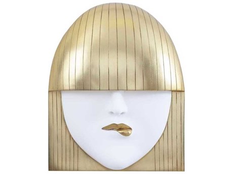 Phillips Collection Large White and Gold Leaf Pout Fashion Faces 3D Wall Art