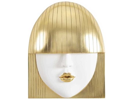 Phillips Collection Large White and Gold Leaf Kiss Fashion Faces 3D Wall Art