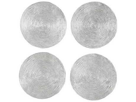 Phillips Collection Ripple Wall Disc Resin Silver Leaf with Antiquing 3D Wall Art Set of 4