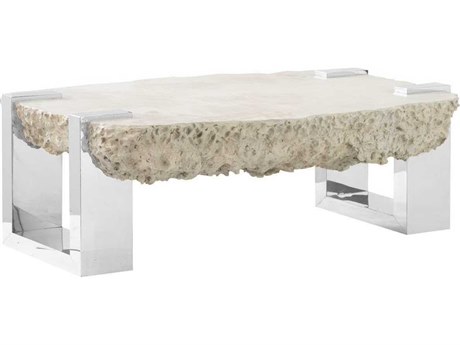 Luxecor Rectangular Resin Gray Stainless Steel Coffee Table