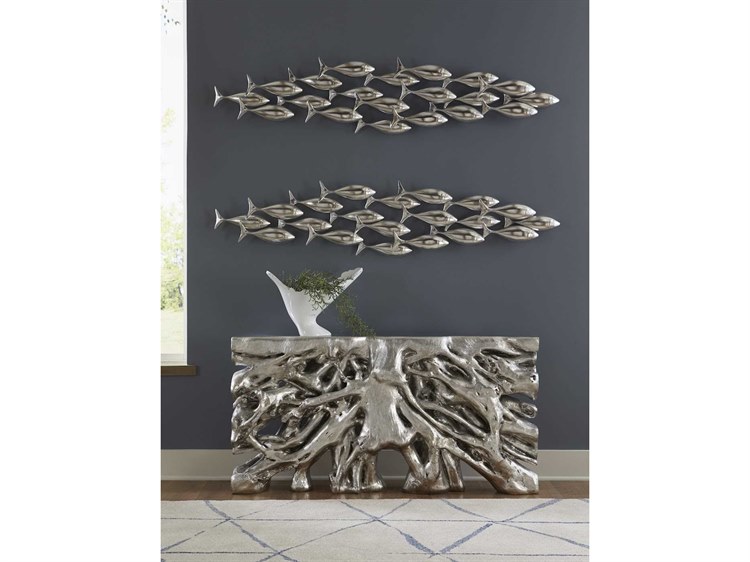 Phillips Collection Silver School of Fish Wood Wall Art PHCPH110576
