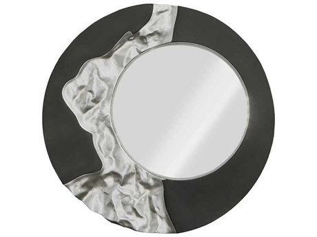 Phillips Collection Mercury Silver Leaf Black Round Wall Mirror