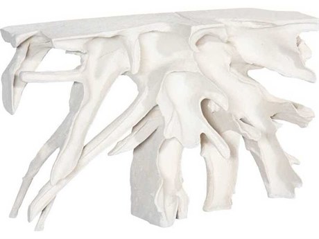 Luxecor Cast Teak Root Resin White Stone Console Table