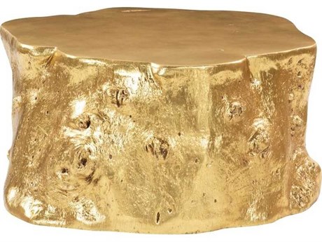 Phillips Collection Log Round Wood Gold Leaf Coffee Table