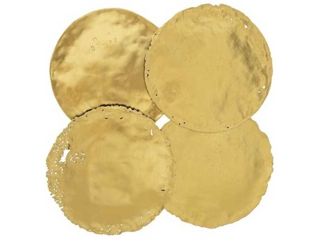 Luxecor Cast Oil Drum Wall Discs Gold Leaf 3D Art Set of 4