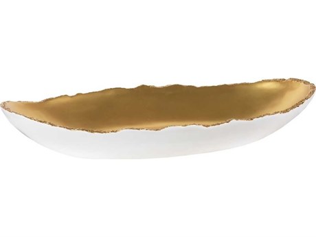 Phillips Collection Dann Foley Pearl White / Gold Leaf Decorative Broken Egg Bowl