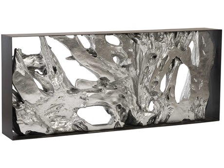 Luxecor Flow Rectangular Metal Black Silver Console Table