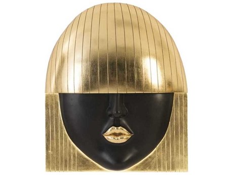 Phillips Collection Black and Gold Leaf Kiss Large Fashion Faces 3D Wall Art