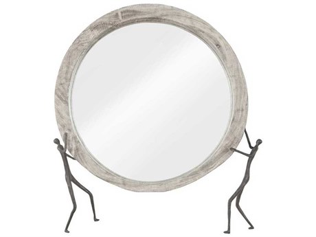 Phillips Collection Gray Stone / Black Round Wall Mirror